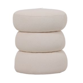1 Puff Redondo Alma Rivatti 42 cm -Altura- Estofado em Boucle Off White